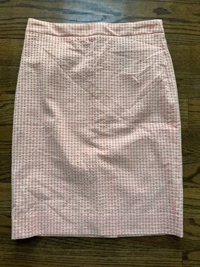 J. Crew No. 2 Pencil Skirt Pink Gingham Textured Size 6 Lined